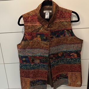 Colorful Tapestry Vest- Travel Smith - sz L-50% silk